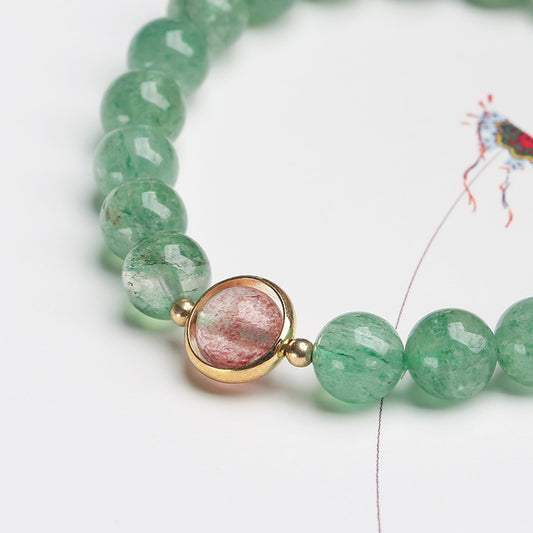 Natural Crystal Green Strawberry Quartz Ball Bracelet - Musaura
