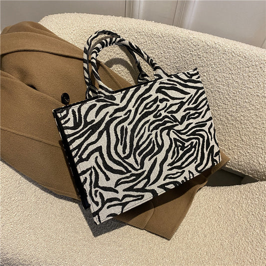 Simple Square Zebra Shoulder Bag Tote - Musaura