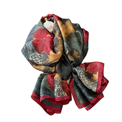 Flower Lightweight Imitated Silk Scarves - Musaura