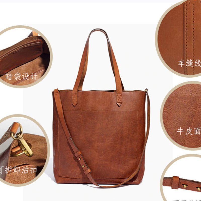 Multifunction Adjustable Strap Leather Tote Bag - Musaura