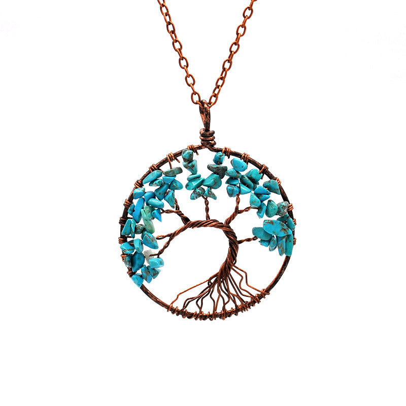 Natural Crystal Tree Of Life Pendant Necklace - Musaura