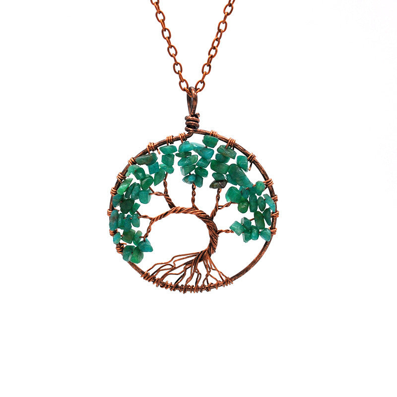 Natural Crystal Tree Of Life Pendant Necklace - Musaura