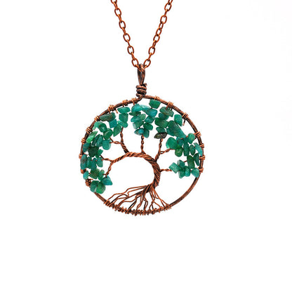 Natural Crystal Tree Of Life Pendant Necklace - Musaura