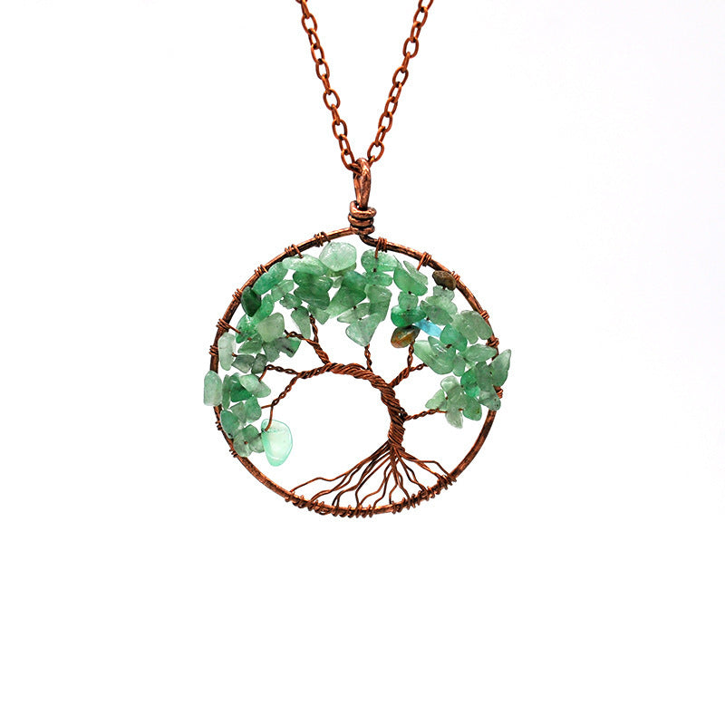 Natural Crystal Tree Of Life Pendant Necklace - Musaura
