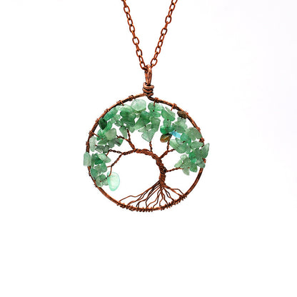 Natural Crystal Tree Of Life Pendant Necklace - Musaura