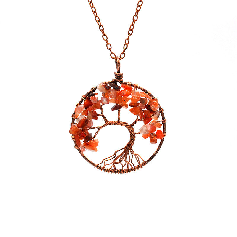 Natural Crystal Tree Of Life Pendant Necklace - Musaura