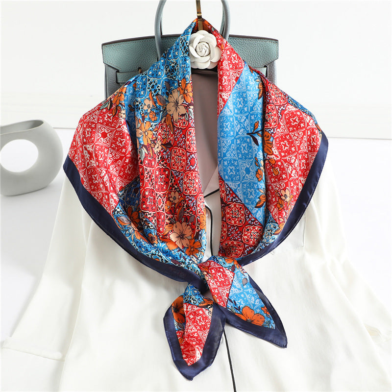 Fashion Zebra Print Floral Silk Scarves - Musaura