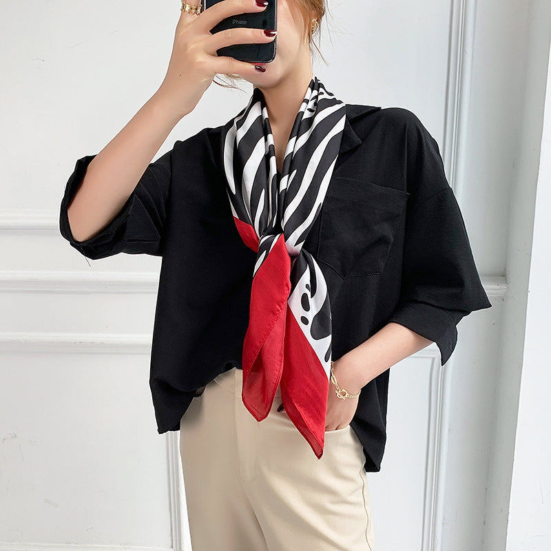 Fashion Zebra Print Floral Silk Scarves - Musaura