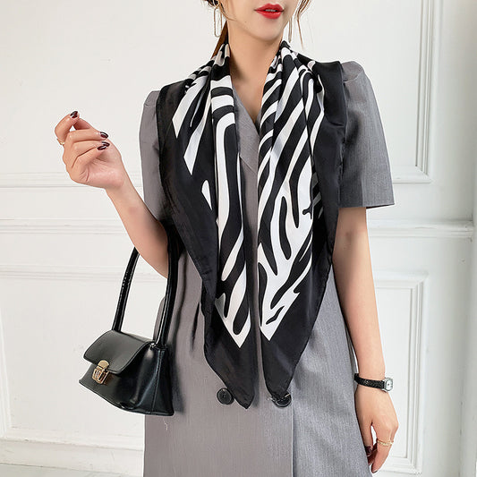 Fashion Zebra Print Floral Silk Scarves - Musaura