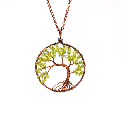Natural Crystal Tree Of Life Pendant Necklace - Musaura