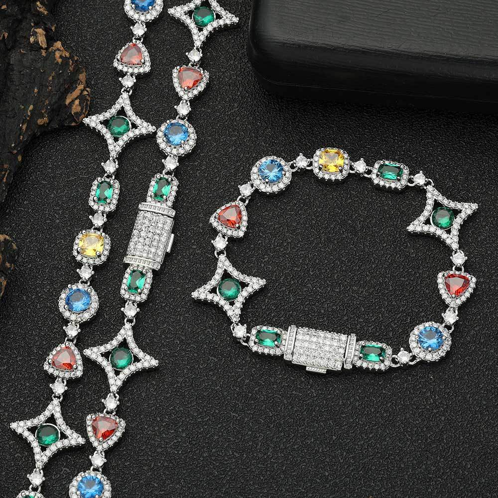 Hip Hop Gemstone Necklace Bracelet - Musaura