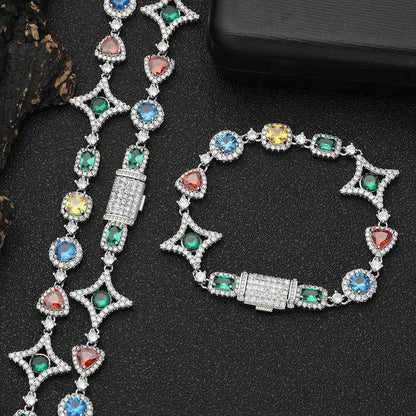Hip Hop Gemstone Necklace Bracelet - Musaura