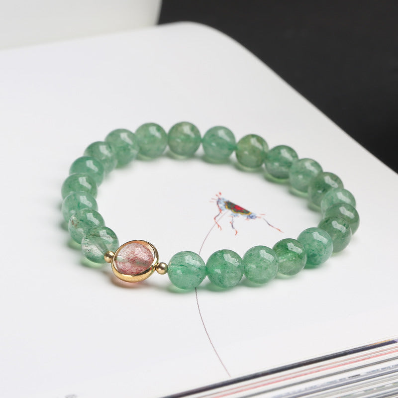 Natural Crystal Green Strawberry Quartz Ball Bracelet - Musaura