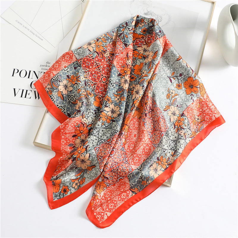Fashion Zebra Print Floral Silk Scarves - Musaura