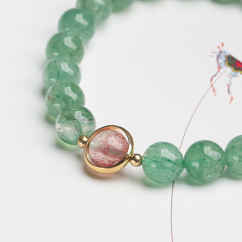 Natural Crystal Green Strawberry Quartz Ball Bracelet - Musaura
