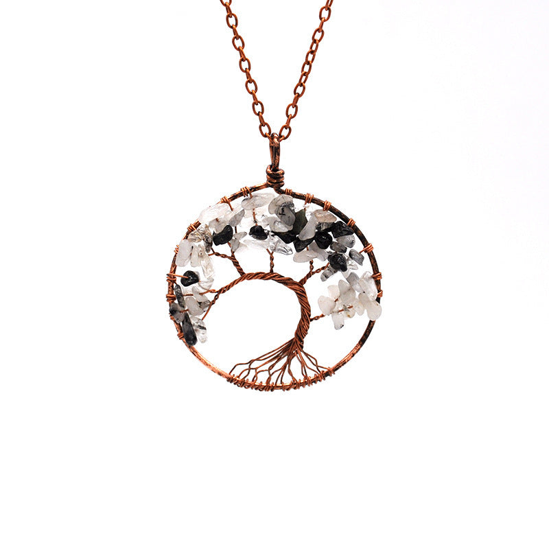 Natural Crystal Tree Of Life Pendant Necklace - Musaura