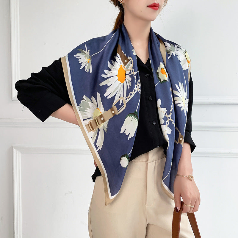 Fashion Zebra Print Floral Silk Scarves - Musaura