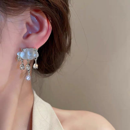 Cloud Opal Tassel Chain Necklace Set - Musaura