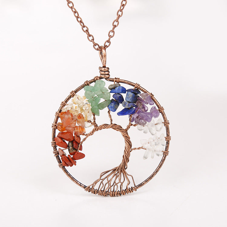 Natural Crystal Tree Of Life Pendant Necklace - Musaura