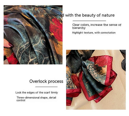 Flower Lightweight Imitated Silk Scarves - Musaura