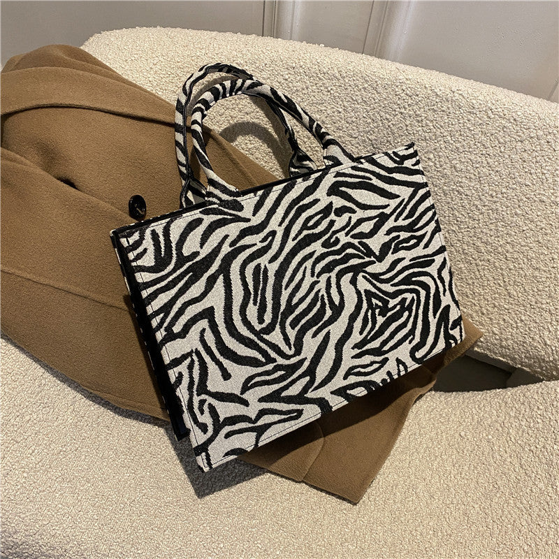 Simple Square Zebra Shoulder Bag Tote - Musaura