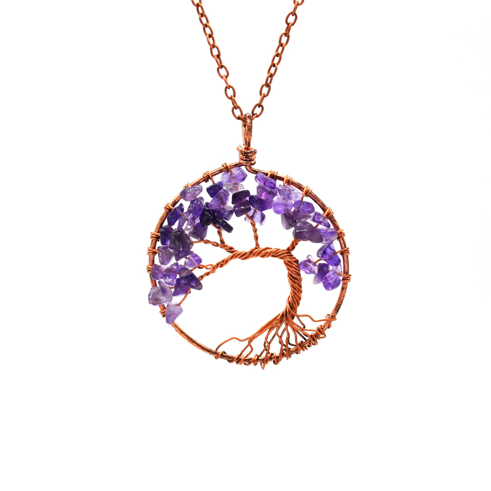 Natural Crystal Tree Of Life Pendant Necklace - Musaura