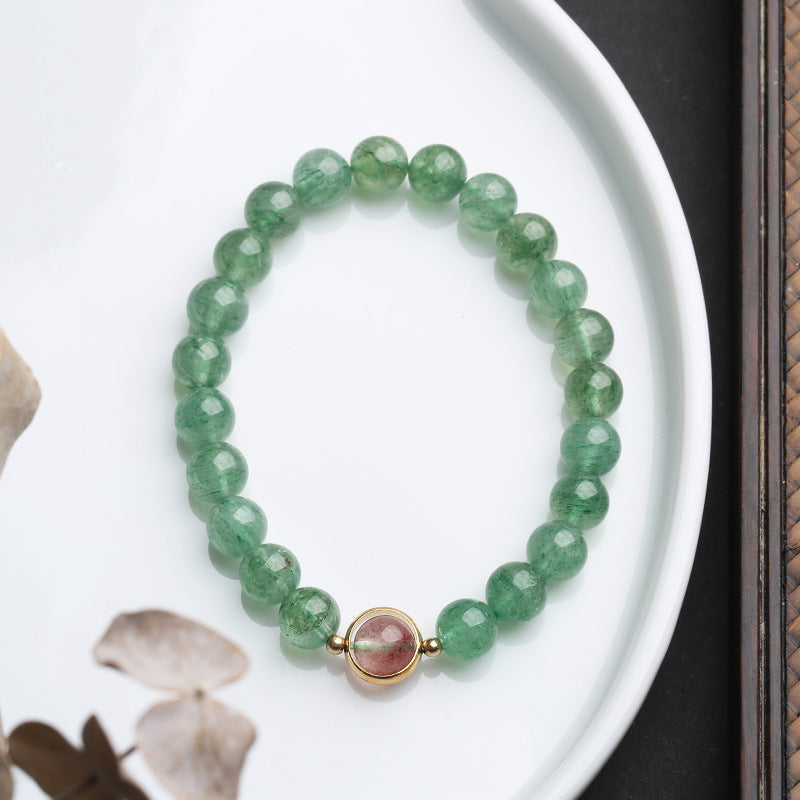 Natural Crystal Green Strawberry Quartz Ball Bracelet - Musaura