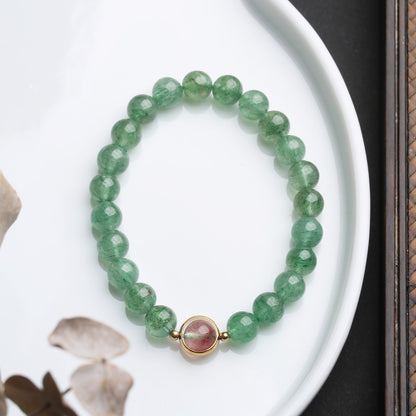 Natural Crystal Green Strawberry Quartz Ball Bracelet - Musaura