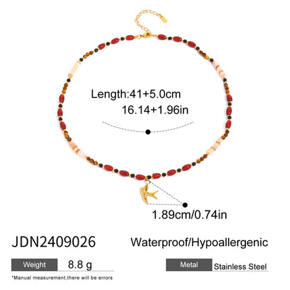 Stainless Steel Tiger Eye Beads Stone Necklace - Musaura