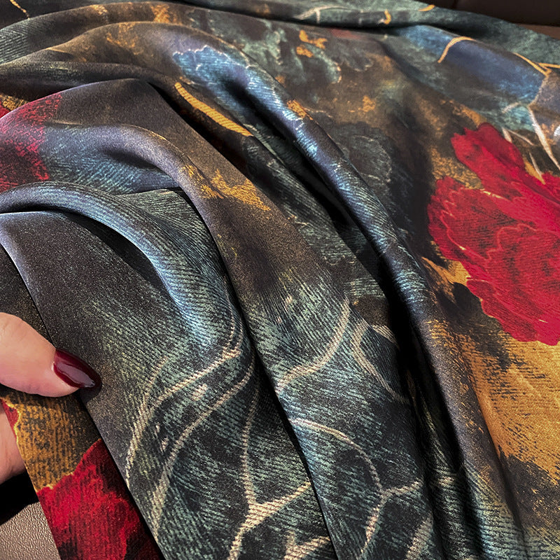 Flower Lightweight Imitated Silk Scarves - Musaura