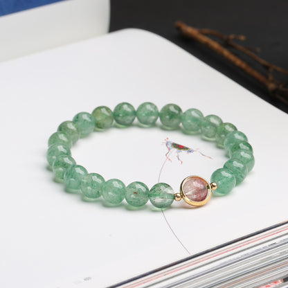 Natural Crystal Green Strawberry Quartz Ball Bracelet - Musaura