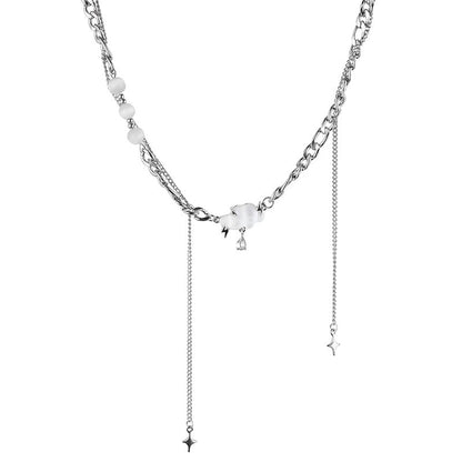 Cloud Opal Tassel Chain Necklace Set - Musaura
