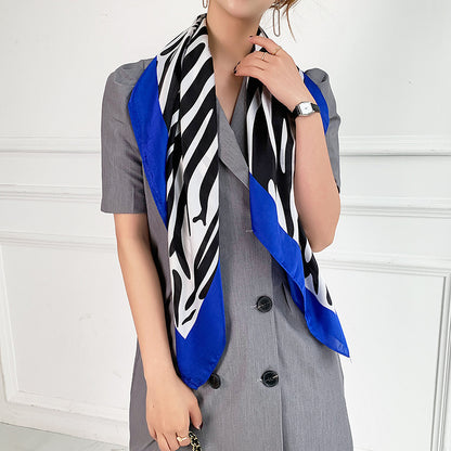 Fashion Zebra Print Floral Silk Scarves - Musaura