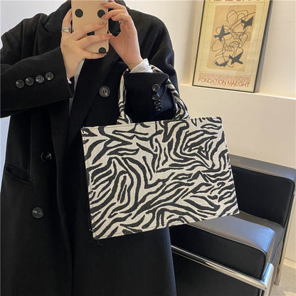 Simple Square Zebra Shoulder Bag Tote - Musaura
